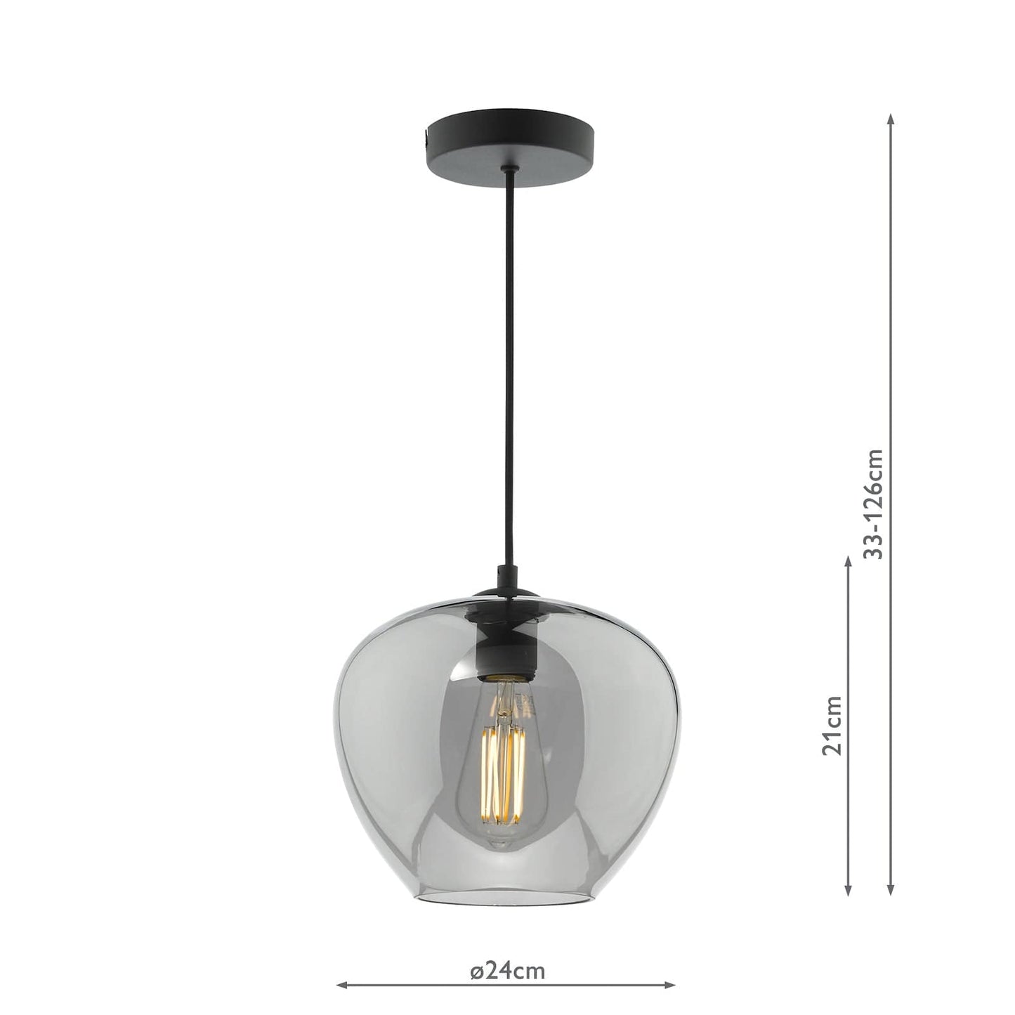 dar lighting Shilah Pendant Matt Black and Smoked Glass SHI0110