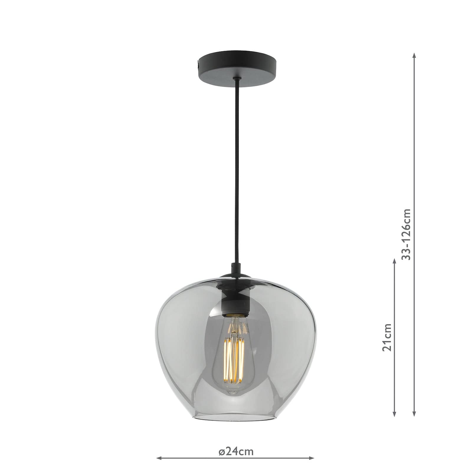 dar lighting Shilah Pendant Matt Black and Smoked Glass SHI0110