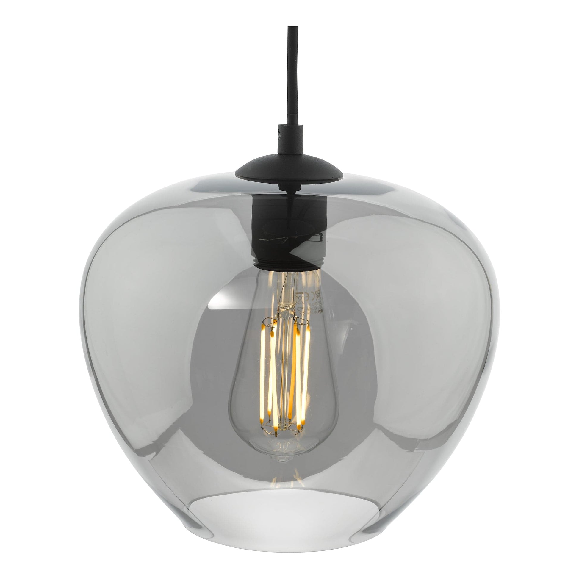 dar lighting Shilah Pendant Matt Black and Smoked Glass SHI0110