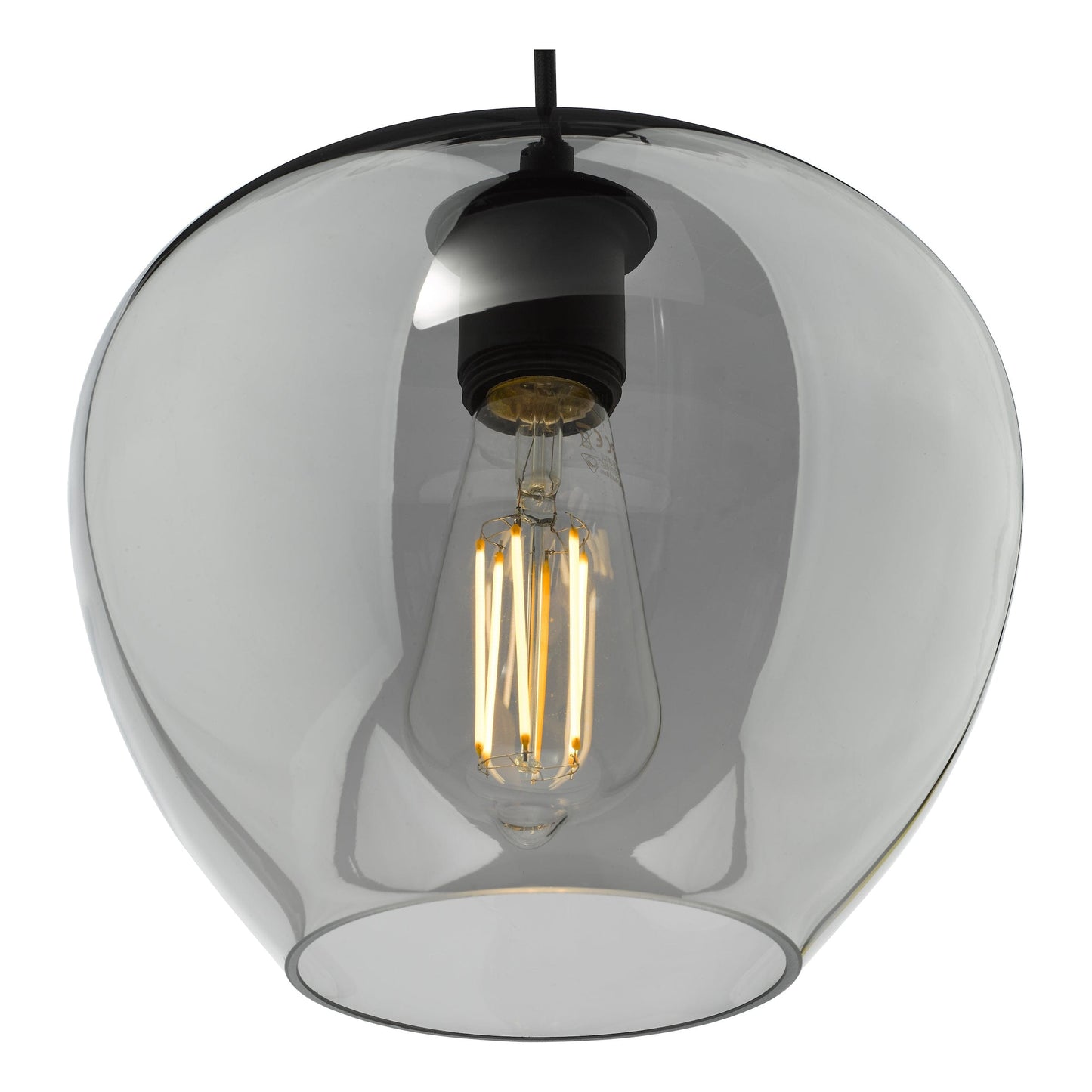 dar lighting Shilah Pendant Matt Black and Smoked Glass SHI0110