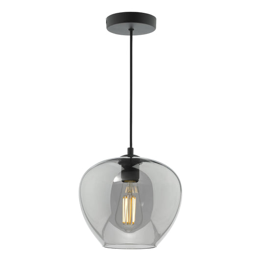 dar lighting Shilah Pendant Matt Black and Smoked Glass SHI0110