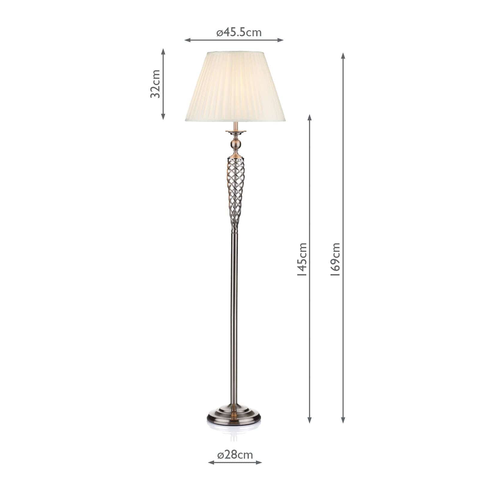 dar lighting Siam Floor Lamp Satin Chrome With Shade (Multipack) SIA4946