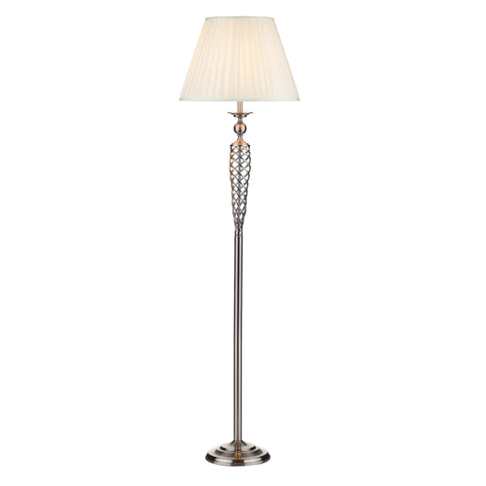 dar lighting Siam Floor Lamp Satin Chrome With Shade (Multipack) SIA4946