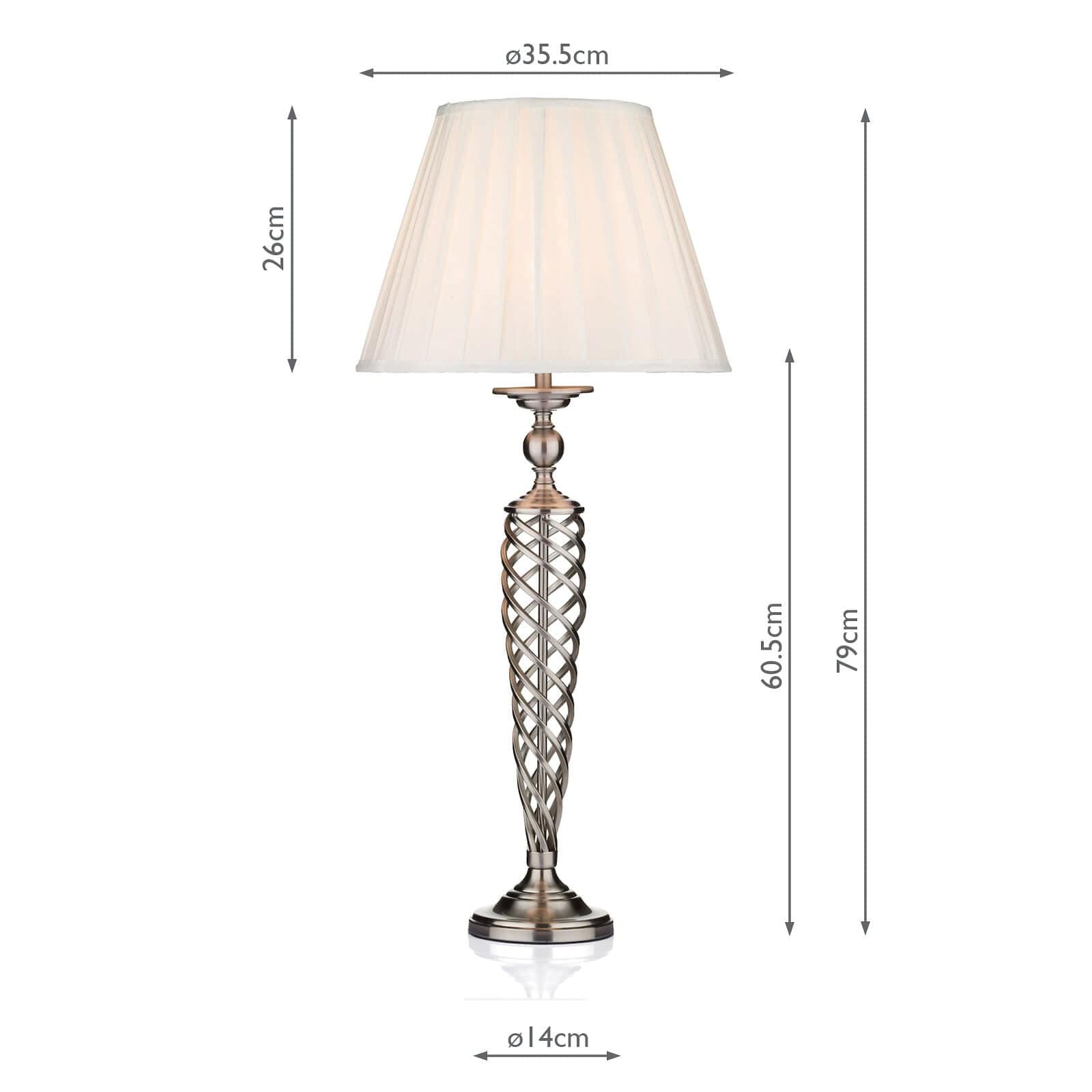 dar lighting Siam Table Lamp Satin Chrome With Shade (Multipack) SIA4246