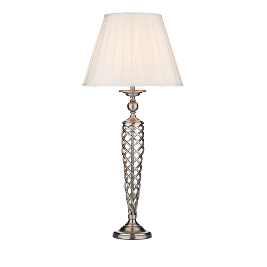 dar lighting Siam Table Lamp Satin Chrome With Shade (Multipack) SIA4246