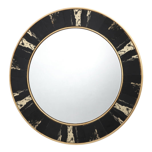 dar lighting Sidone Round Mirror With Black/Gold Foil Detail 80cm 002SID80