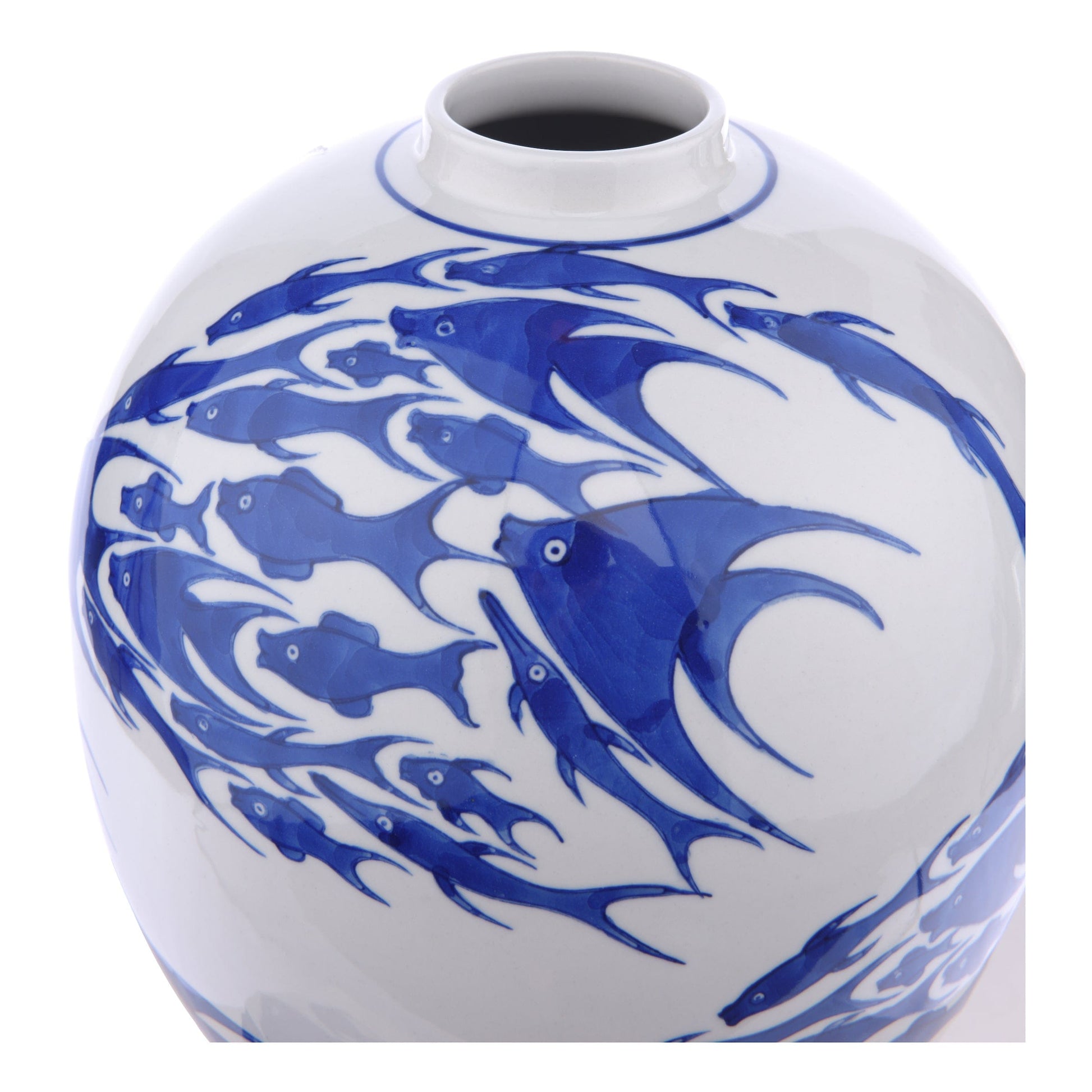 dar lighting Simone Ceramic Blue & White Fish Pattern Jar With Lid 004J57038