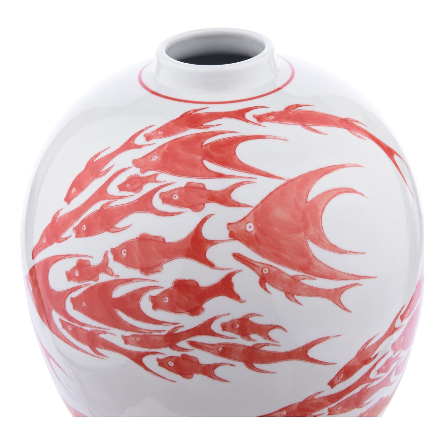 dar lighting Simone Ceramic Coral & White Fish Pattern Jar With Lid 004J57037