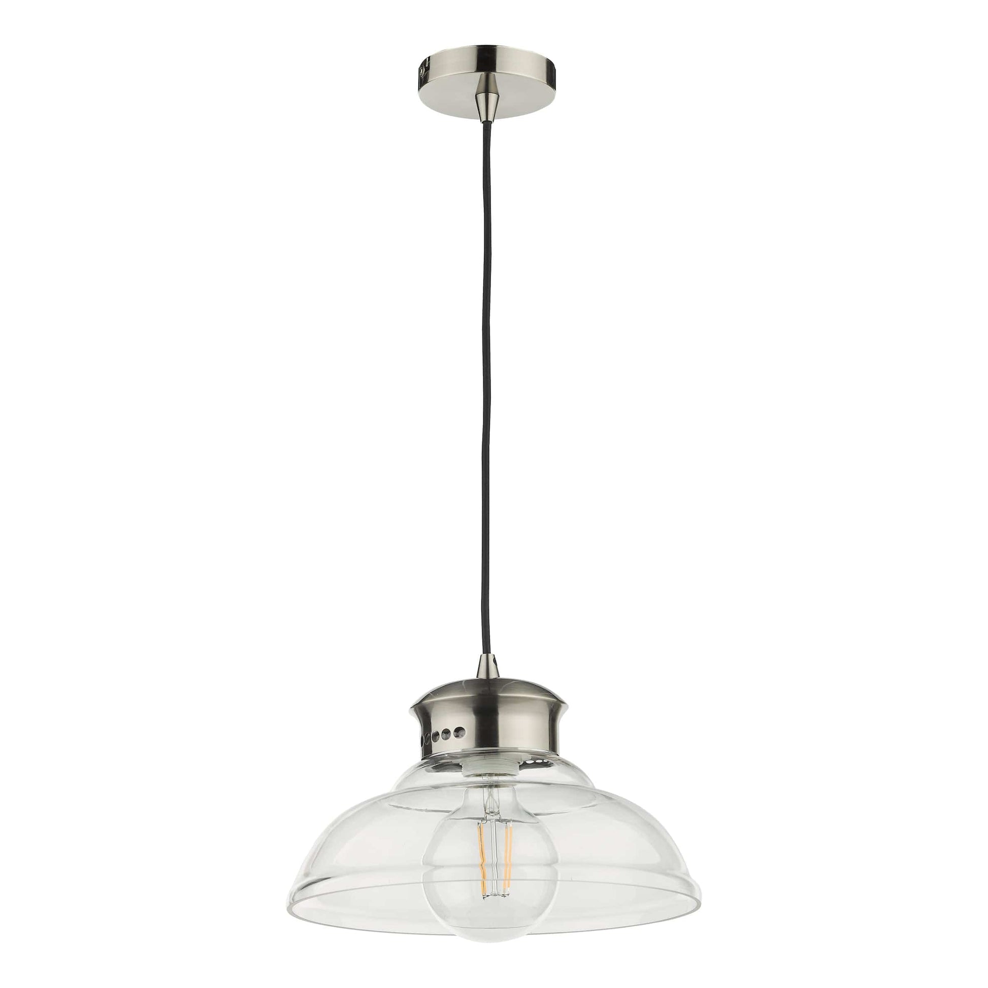 dar lighting Siren 1 Light Single Pendant Antique Chrome Clear Glass SIR0161