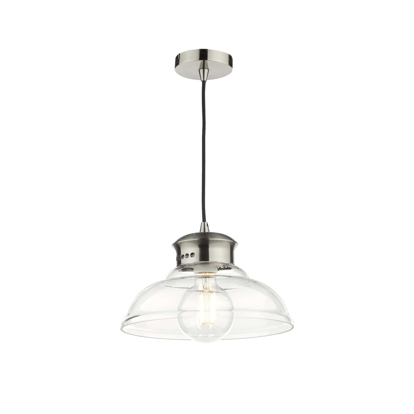 dar lighting Siren 1 Light Single Pendant Antique Chrome Clear Glass SIR0161