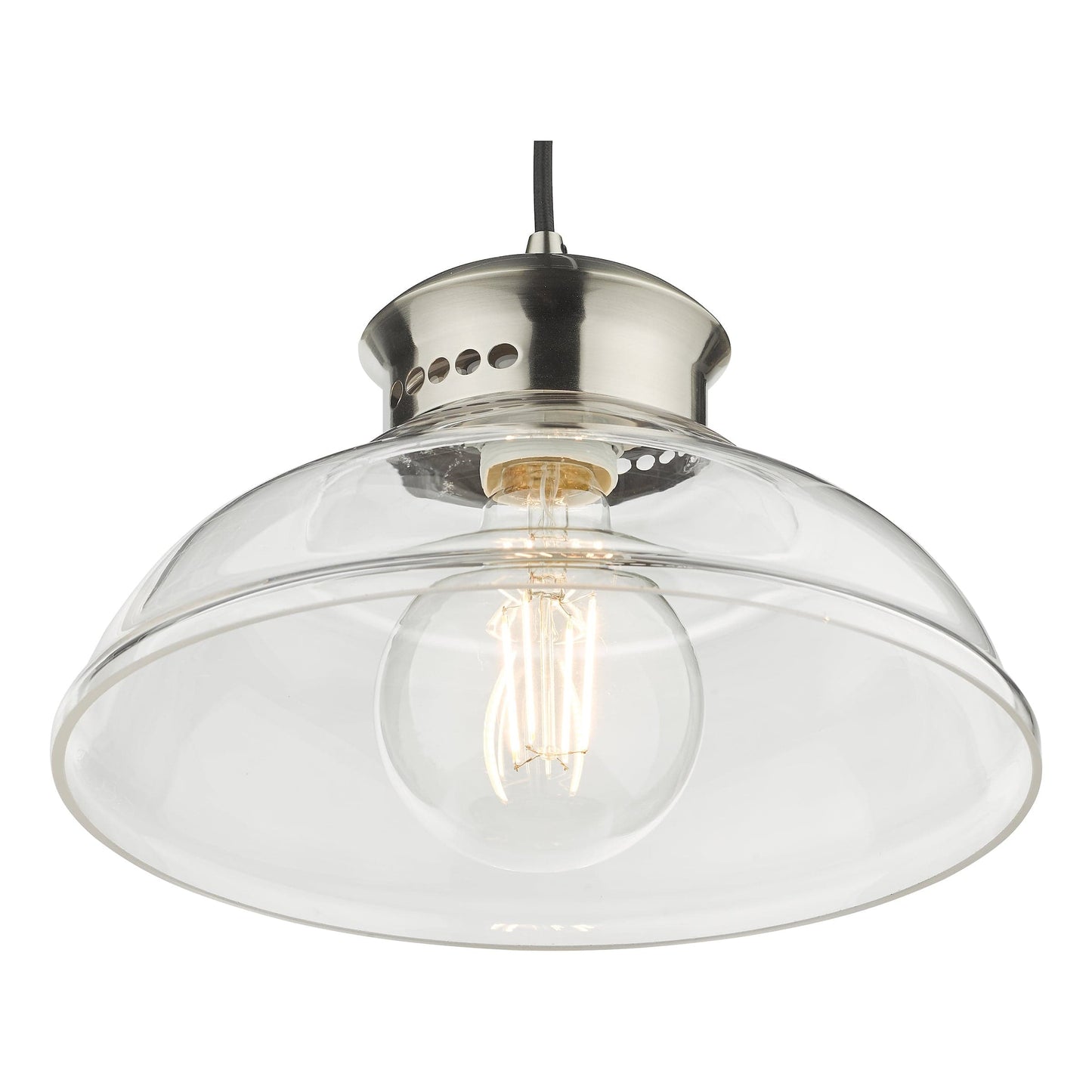 dar lighting Siren 1 Light Single Pendant Antique Chrome Clear Glass SIR0161