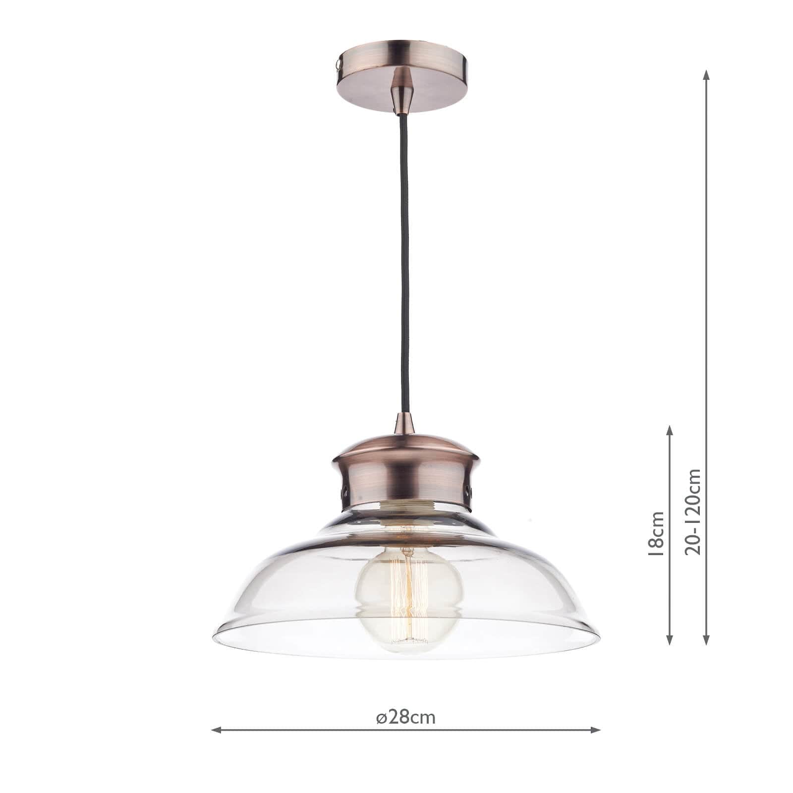 dar lighting Siren Dome Pendant Glass & Antique Copper SIR0164