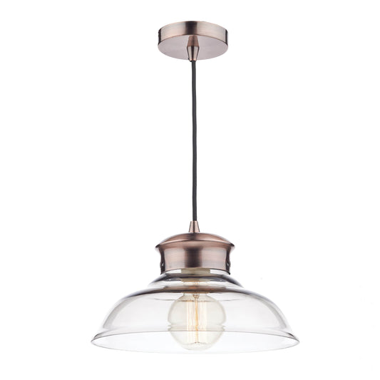 dar lighting Siren Dome Pendant Glass & Antique Copper SIR0164