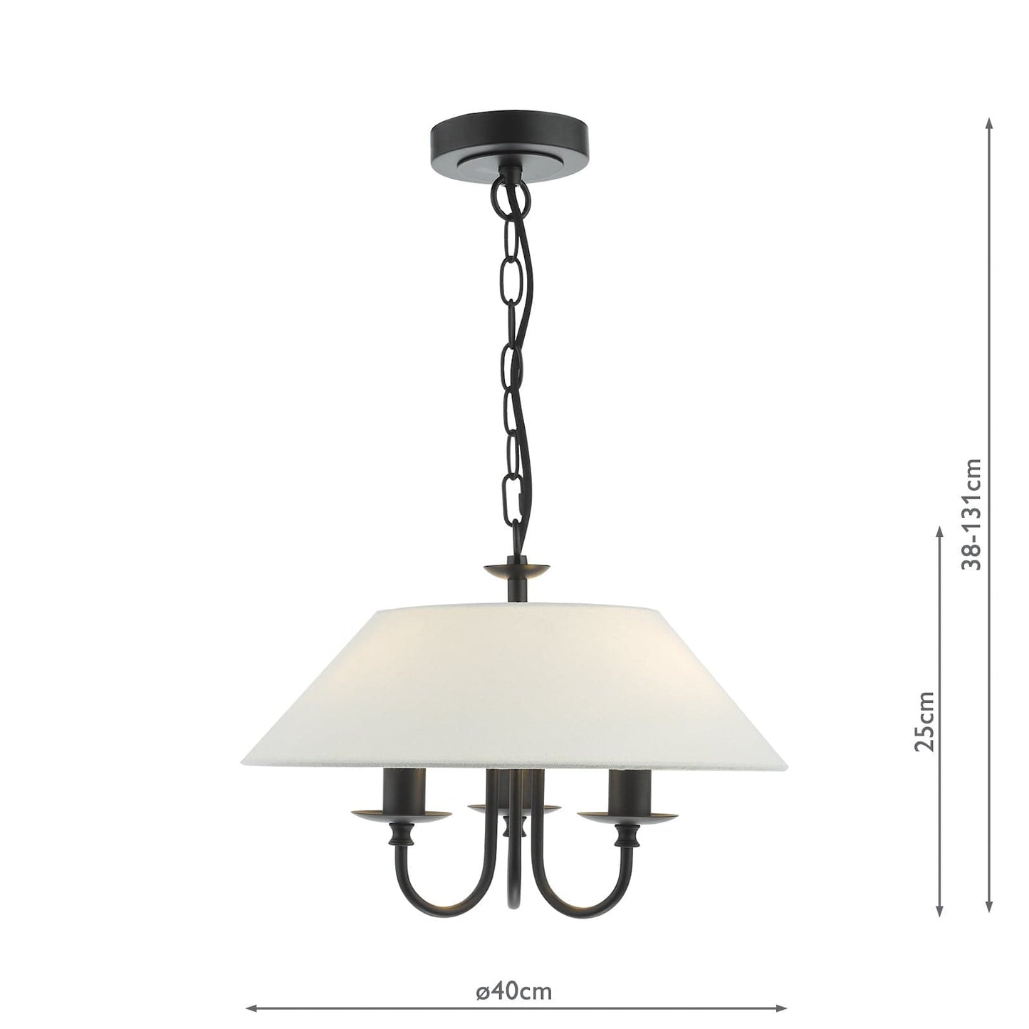 dar lighting Sivan 3 Light Pendant Matt Black With Shade SIV0322