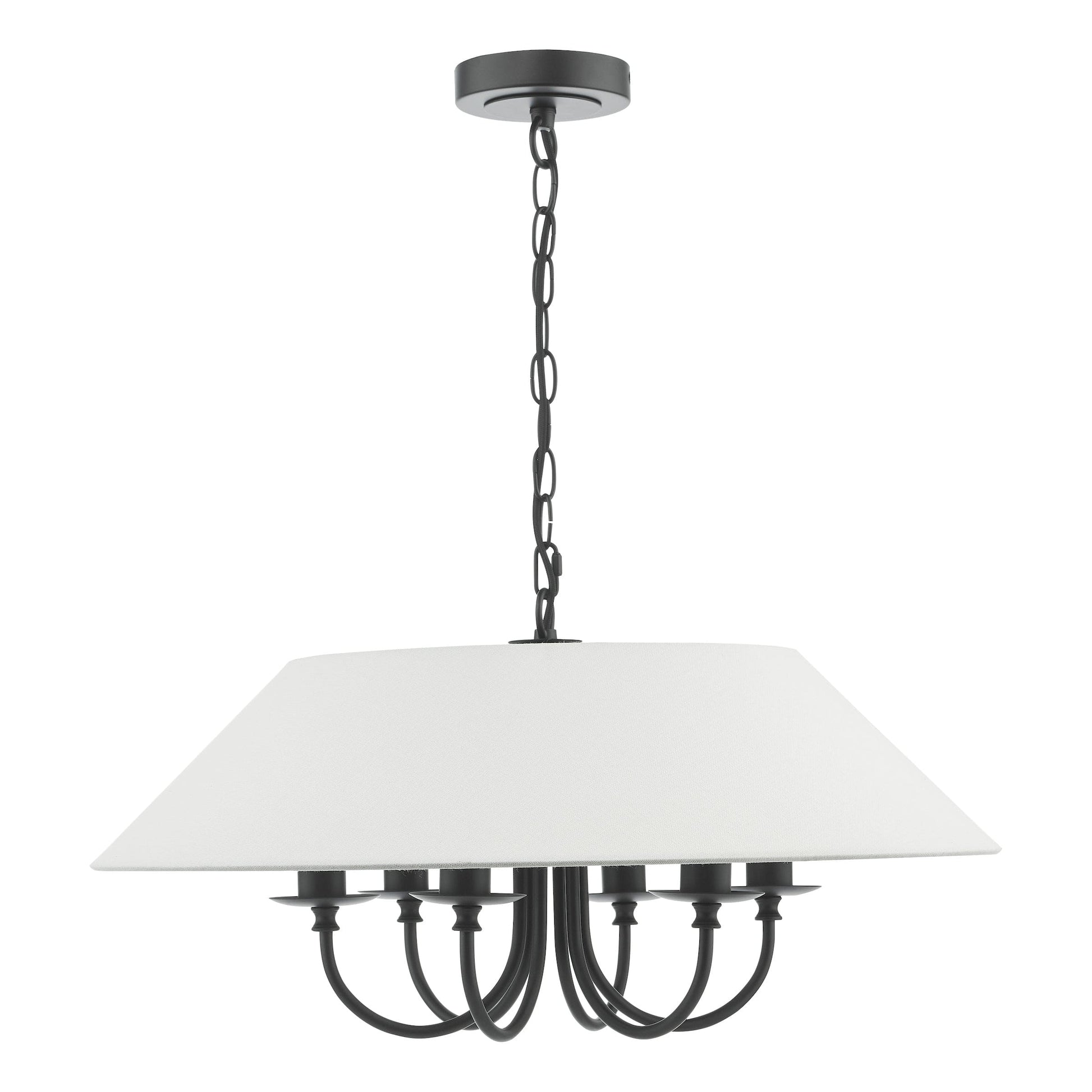 dar lighting Sivan 6 Light Pendant Matt Black With Shade SIV0622