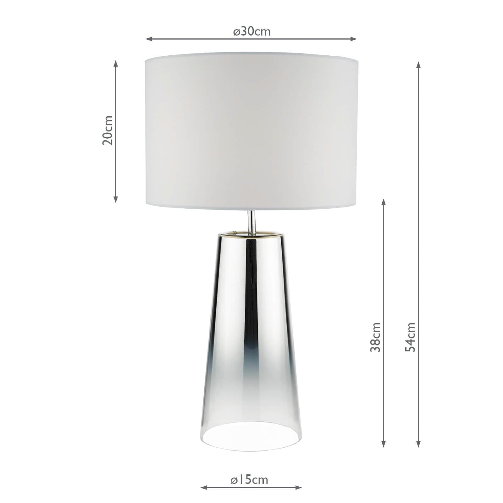 dar lighting Smokey Table Lamp Clear & Chrome Ombre Glass With Shade SMO4250