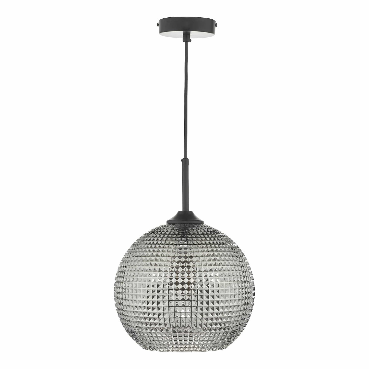 dar lighting Soren 1 Light Pendant Black And Smoked Textured Glass SOR0110