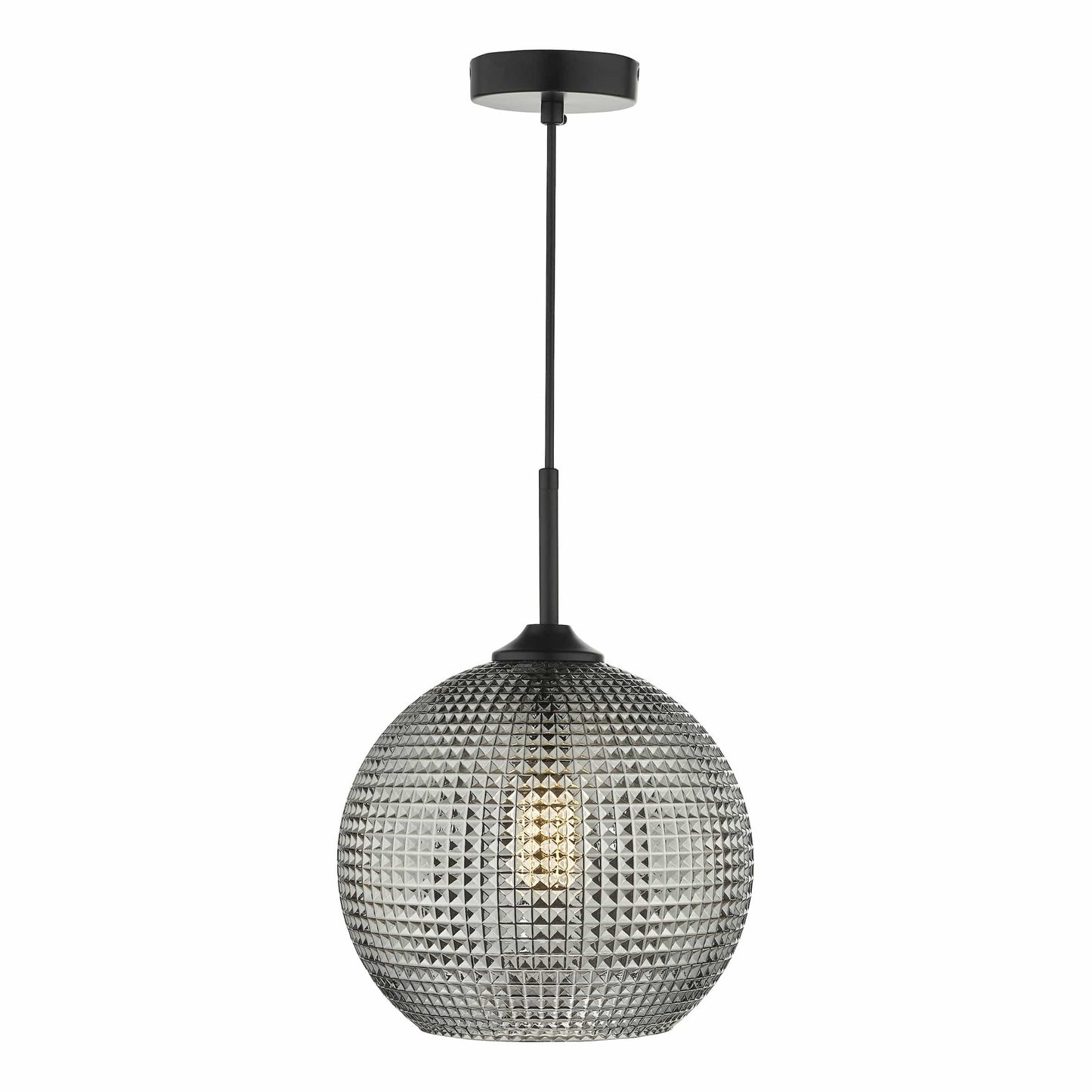 dar lighting Soren 1 Light Pendant Black And Smoked Textured Glass SOR0110