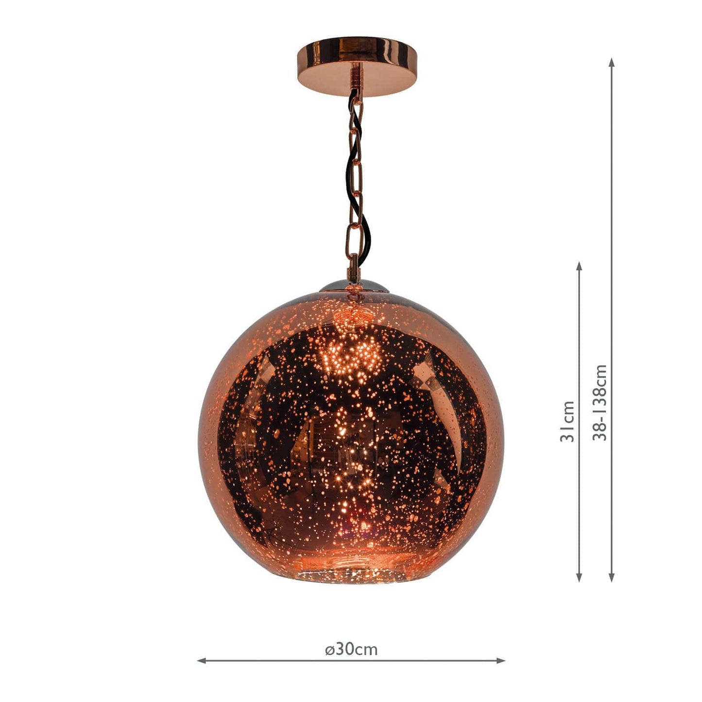 dar lighting Speckle 1 Light Electro Plated Pendant Copper Finish SPE0164