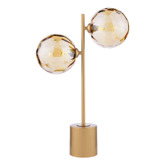 dar lighting Spiral 2 Light Table Lamp Matt Gold & Champagne Dimpled Glass SPI4235-11