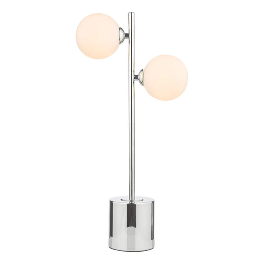 dar lighting Spiral 2 Light Table Lamp Polished Chrome Opal Glass SPI4250-02