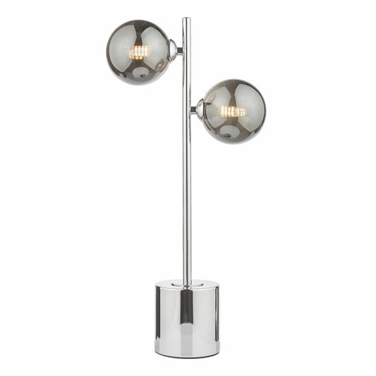 dar lighting Spiral 2 Light Table Lamp Polished Chrome Smoked Glass SPI4250-01