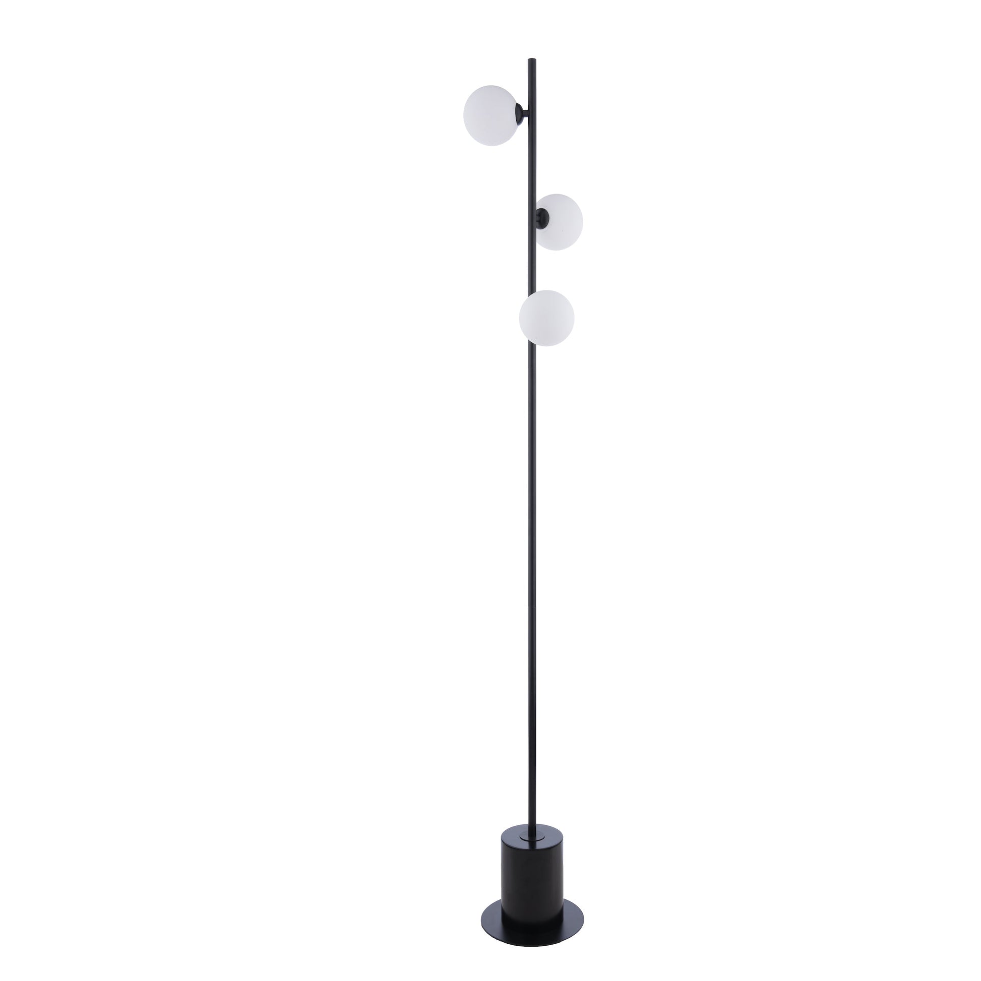 dar lighting Spiral 3 Light Floor Lamp Matt Black & Opal Glass SPI5522-02