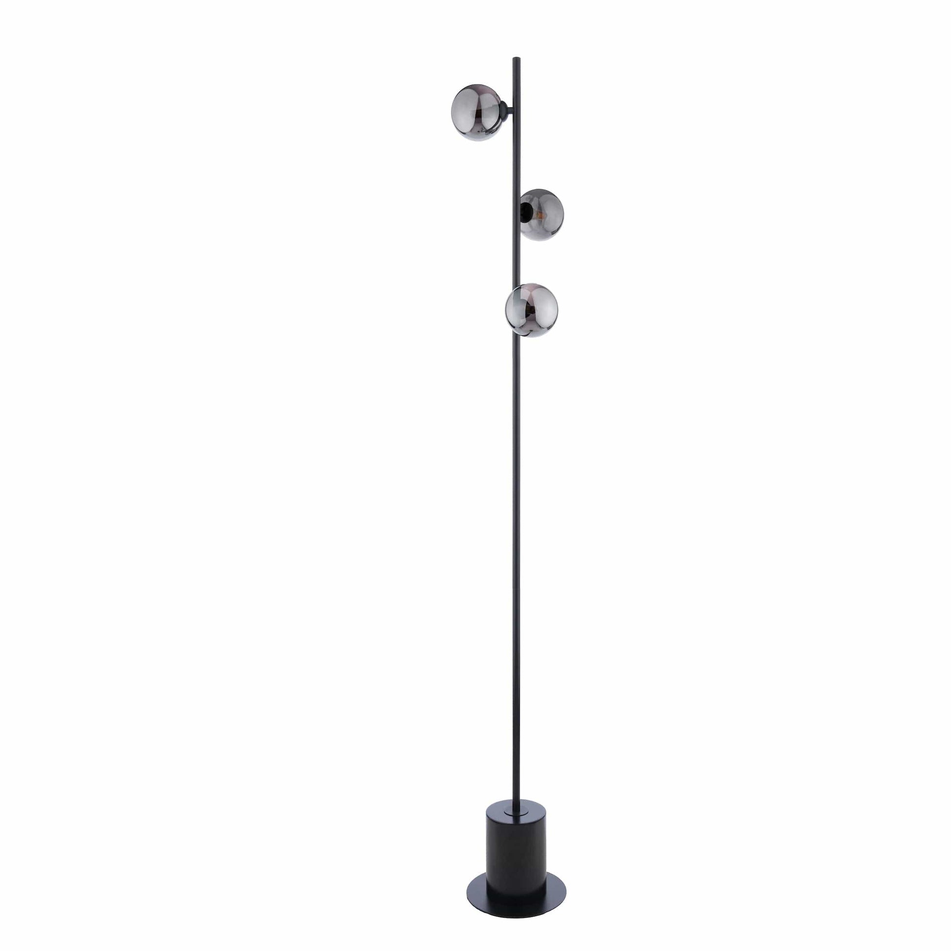 dar lighting Spiral 3 Light Floor Lamp Matt Black & Smoked Glass SPI5522-01