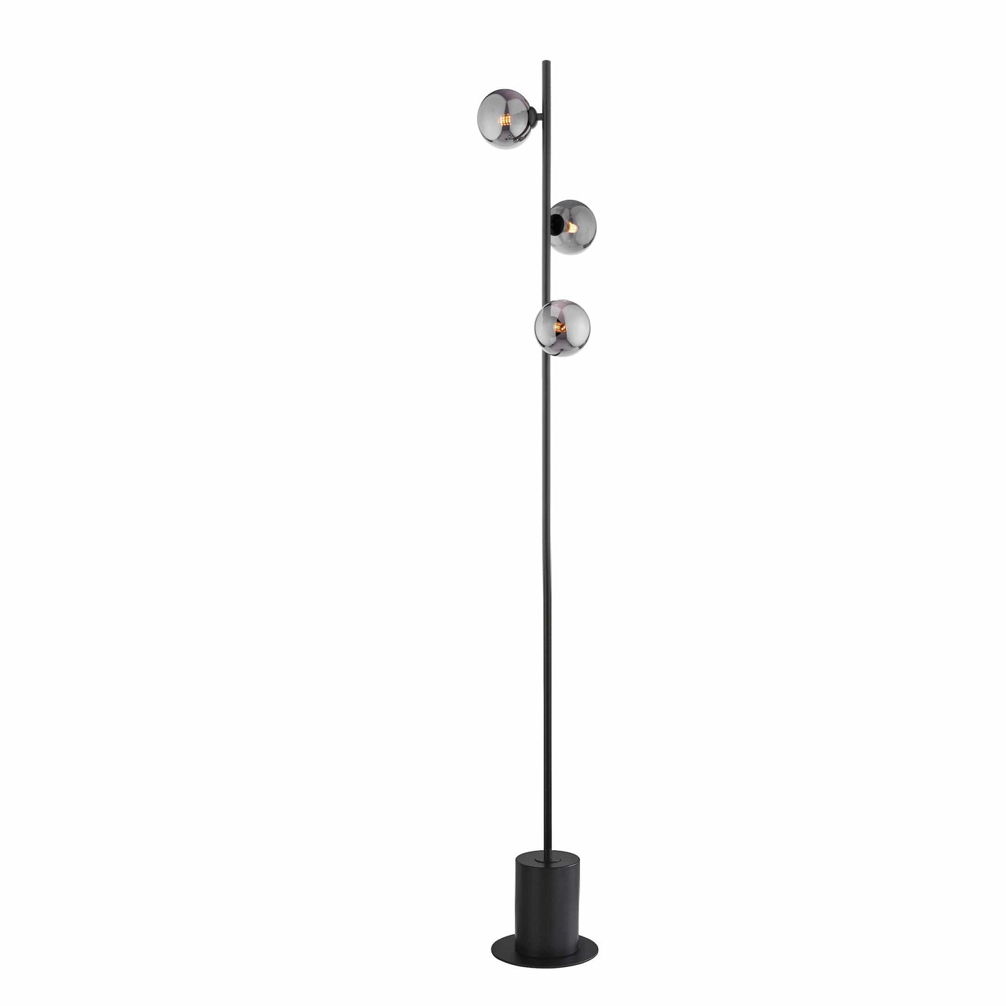 dar lighting Spiral 3 Light Floor Lamp Matt Black & Smoked Glass SPI5522-01