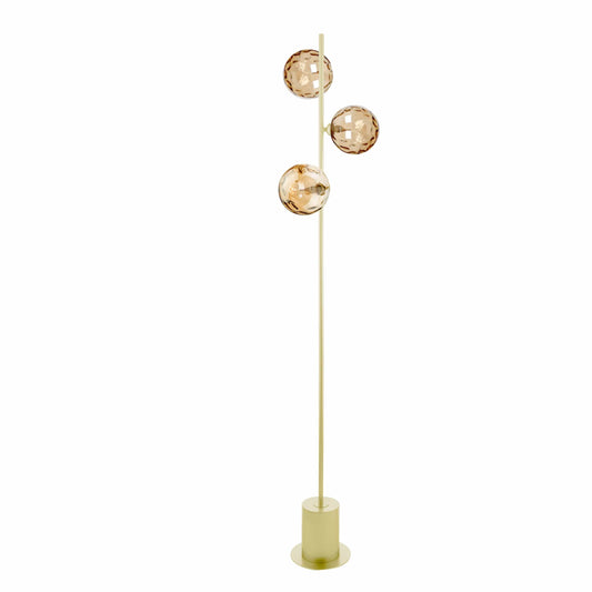 dar lighting Spiral 3 Light Floor Lamp Matt Gold & Champagne Dimpled Glass SPI5535-11