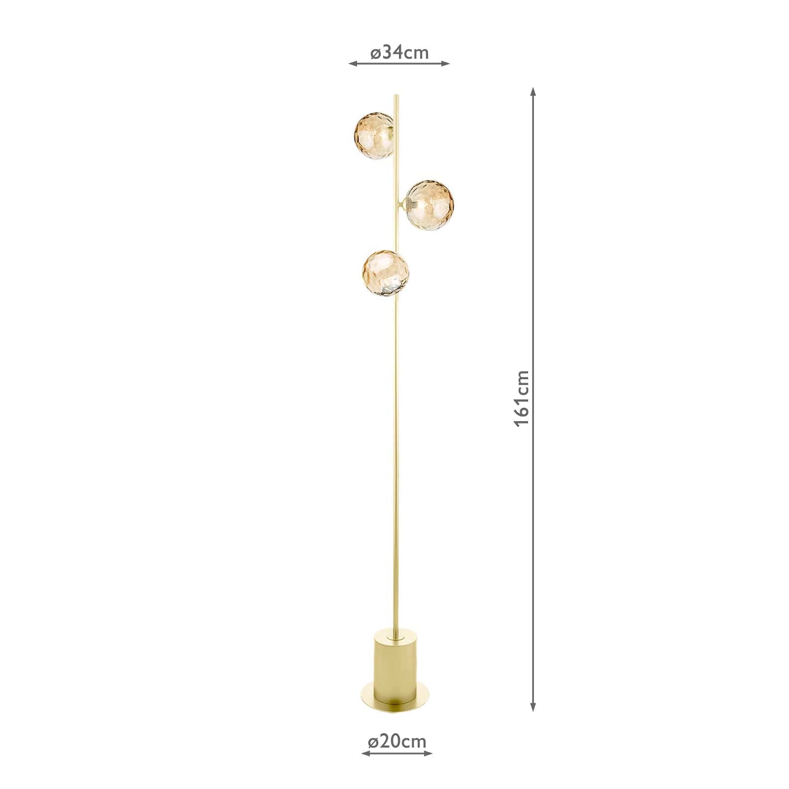 dar lighting Spiral 3 Light Floor Lamp Matt Gold & Champagne Dimpled Glass SPI5535-11