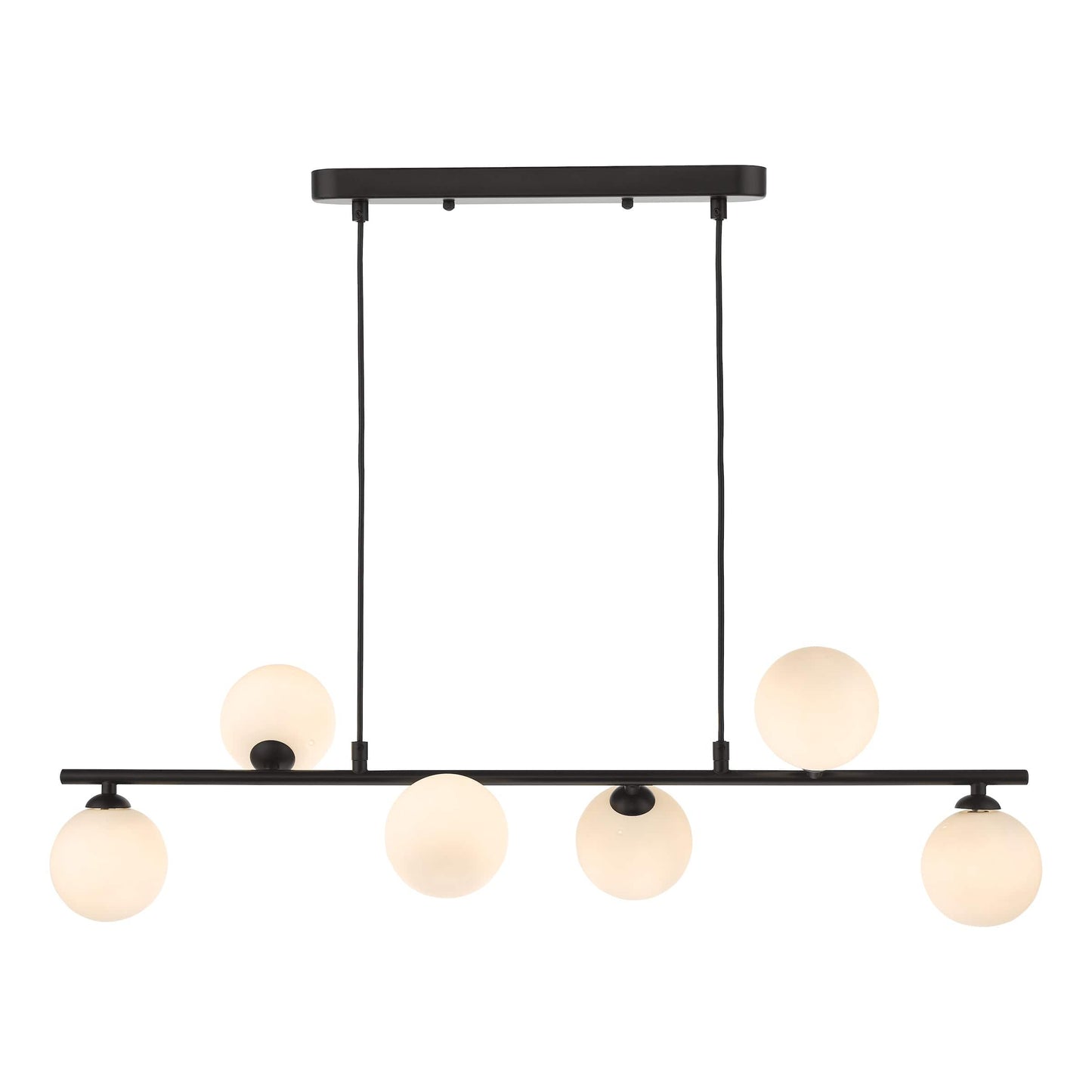 dar lighting Spiral 6 Light Bar Pendant Matt Black Opal Glass SPI6422-02