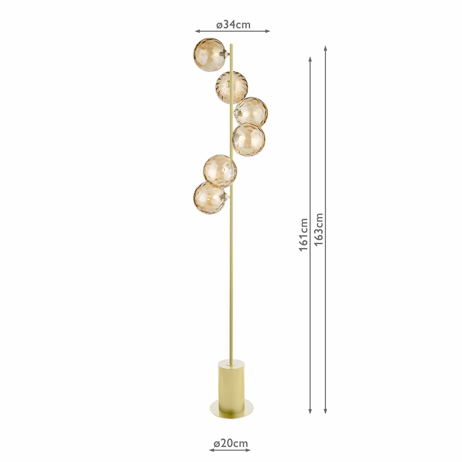 dar lighting Spiral 6 Light Floor Lamp Matt Gold & Champagne Dimpled Glass SPI4935-11