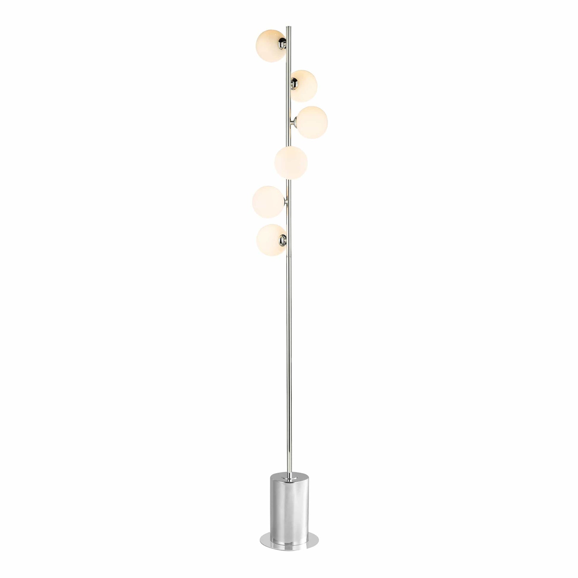 dar lighting Spiral 6 Light Floor Lamp Polished Chrome Opal Glass SPI4950-02