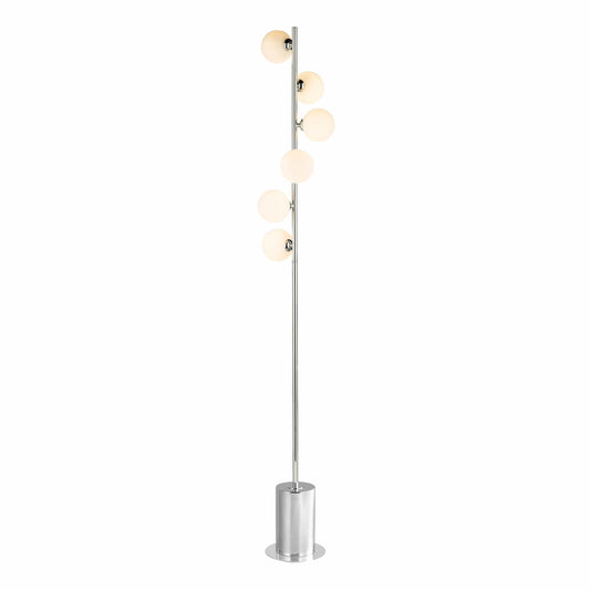 dar lighting Spiral 6 Light Floor Lamp Polished Chrome Opal Glass SPI4950-02
