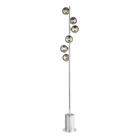dar lighting Spiral 6 Light Floor Lamp Polished Chrome Smoked Glass SPI4950-01