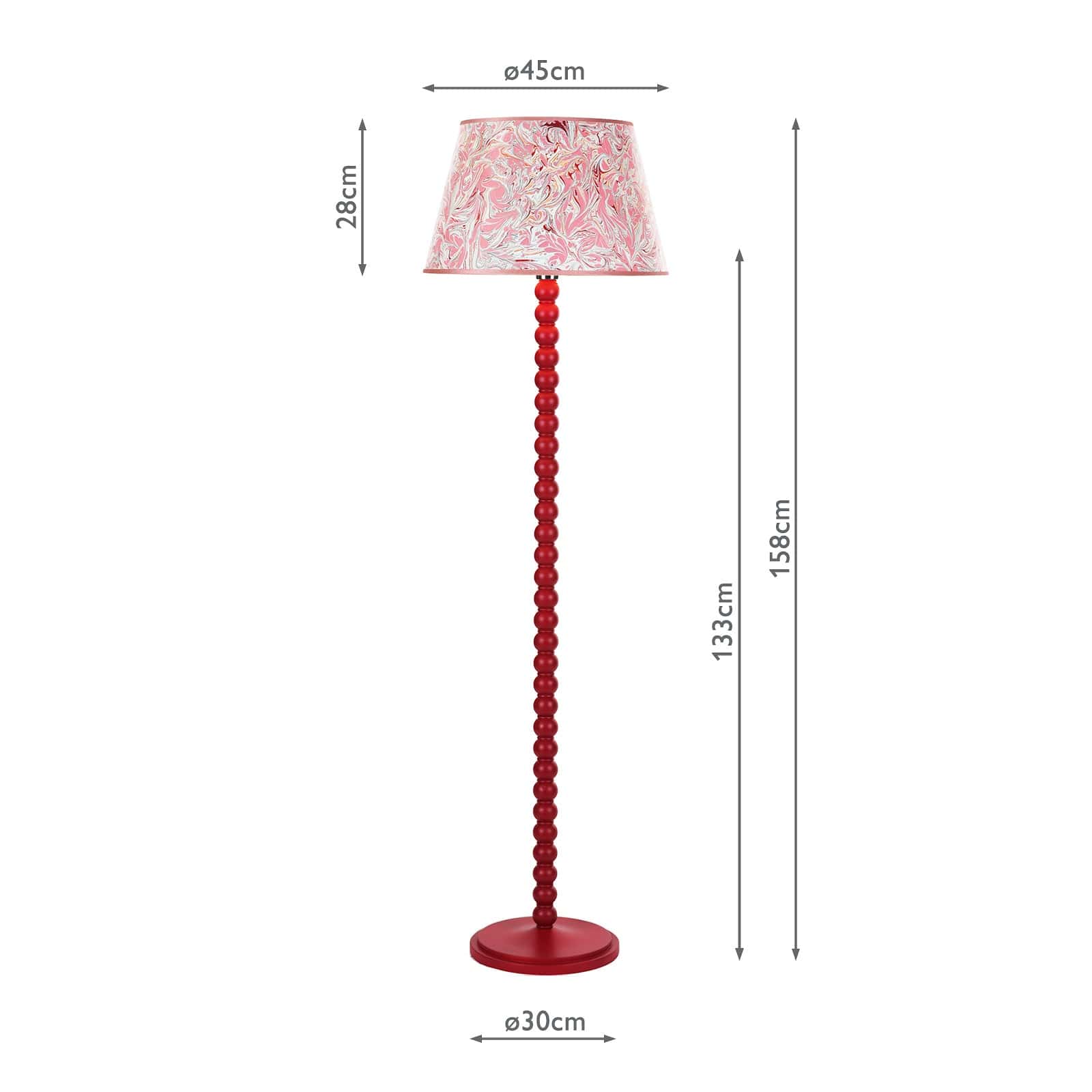 dar lighting Spool Floor Lamp Gloss Red Base Only SPO4925