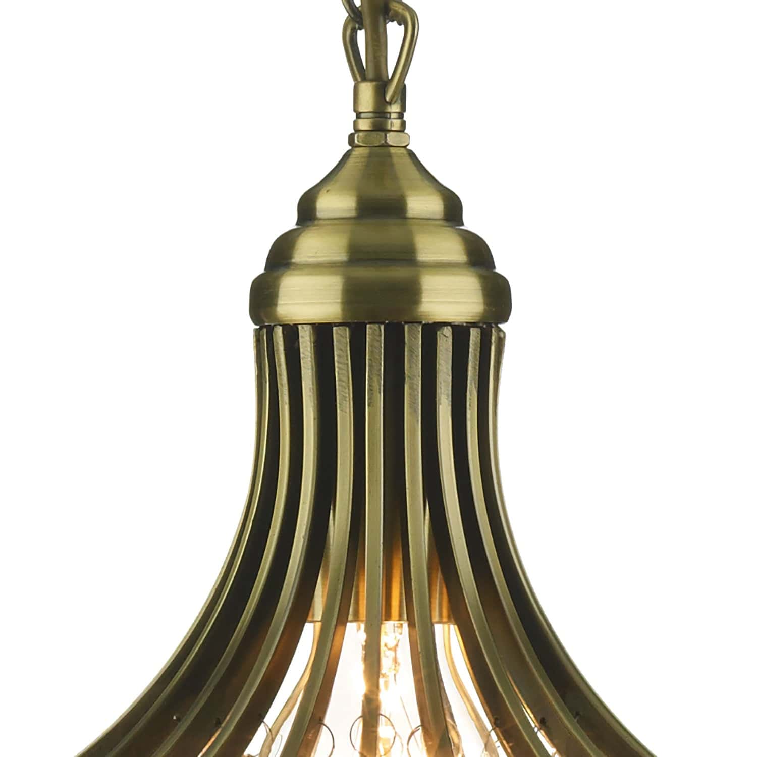 dar lighting Suri 1 Light Pendant Antique Brass Faceted Glass SUR0108