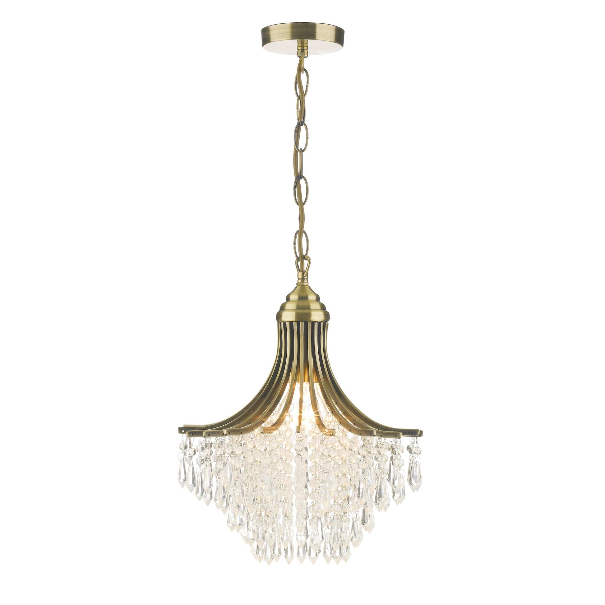 dar lighting Suri 1 Light Pendant Antique Brass Faceted Glass SUR0108