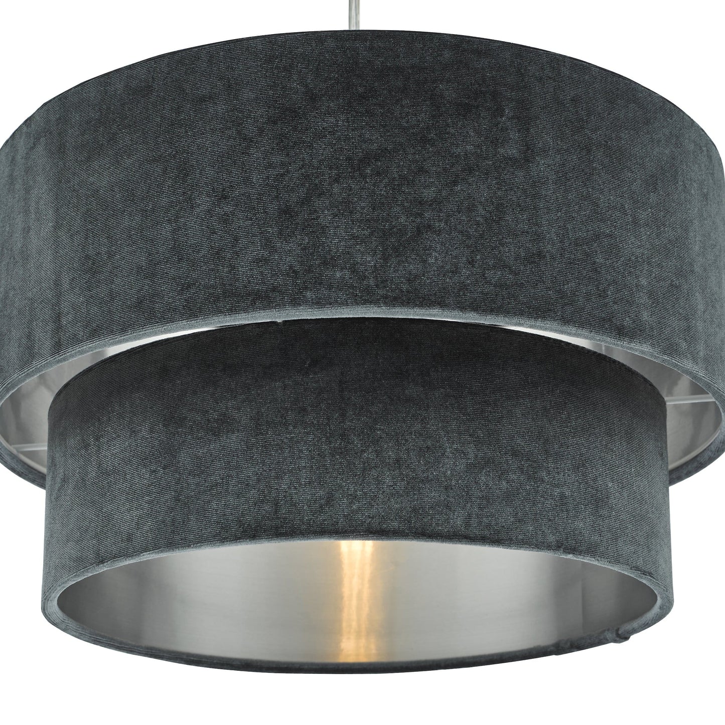 dar lighting Suvan Easy Fit Tired Velvet Shade Dark Grey With Silver Lining SUV8661