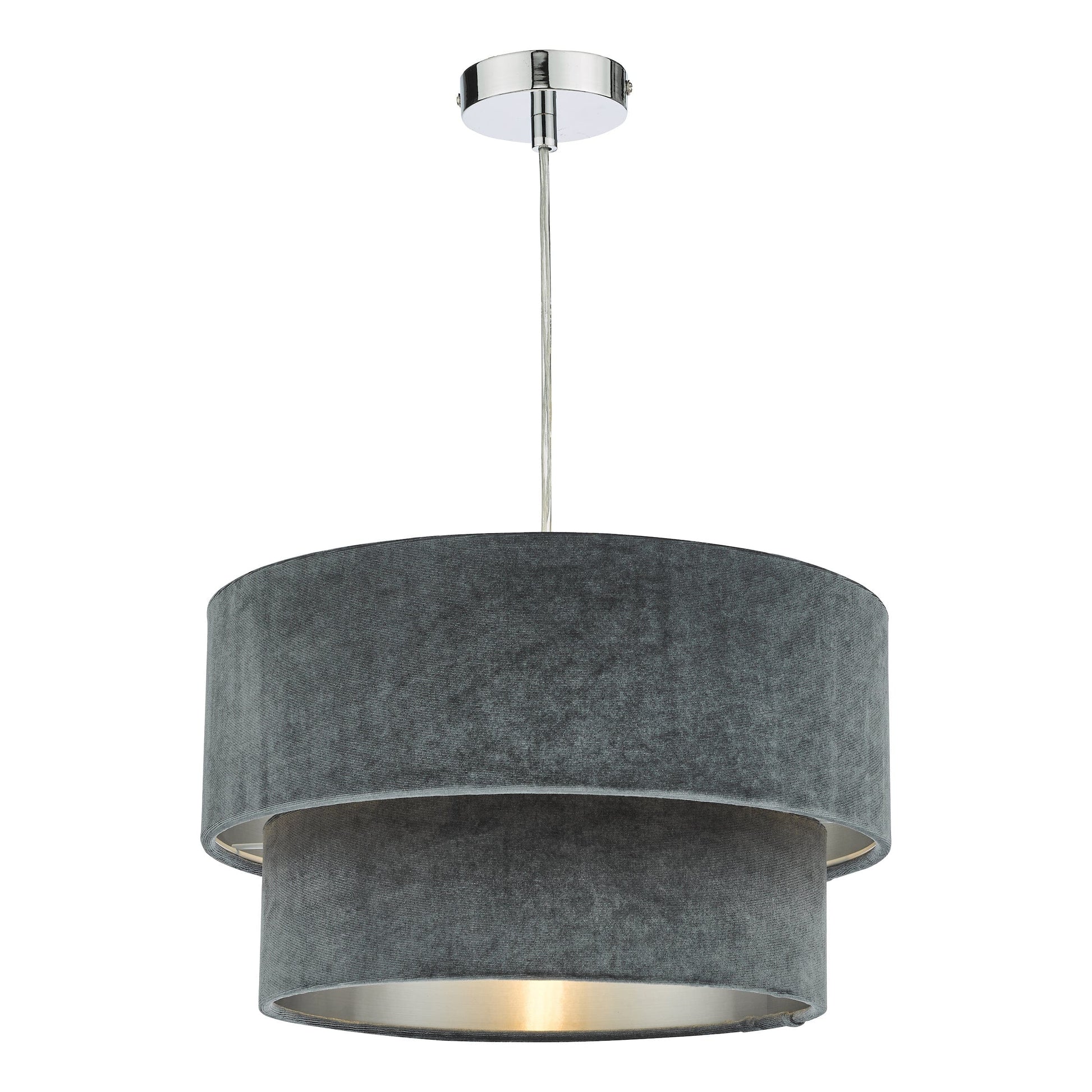 dar lighting Suvan Easy Fit Tired Velvet Shade Dark Grey With Silver Lining SUV8661