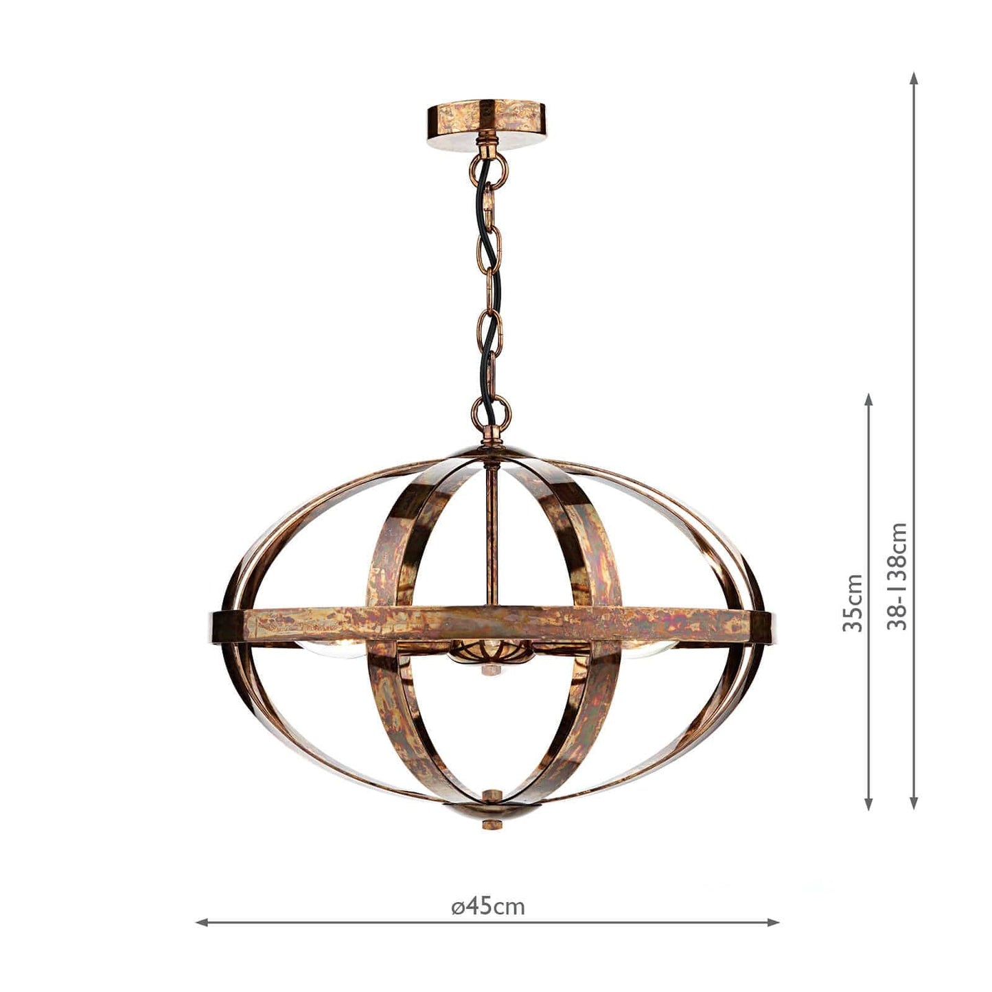 dar lighting Symbol 3 Light Pendant Petrol Copper SYM0364