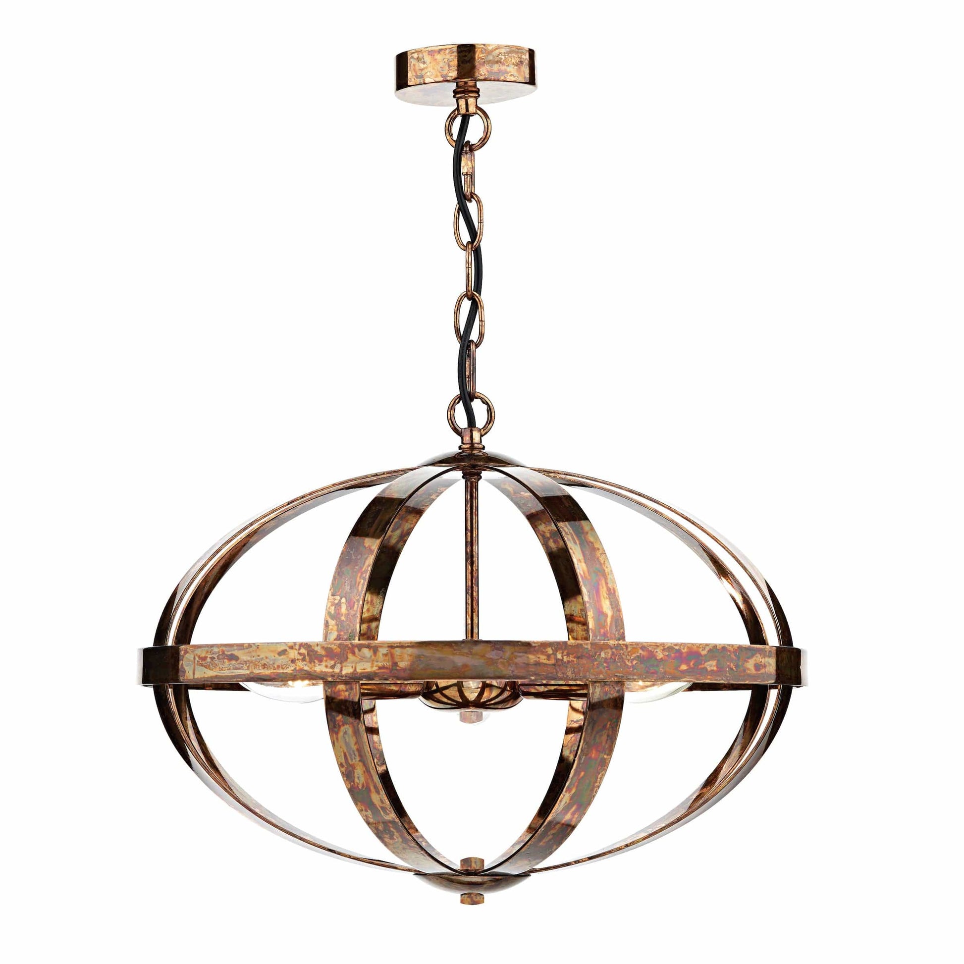 dar lighting Symbol 3 Light Pendant Petrol Copper SYM0364