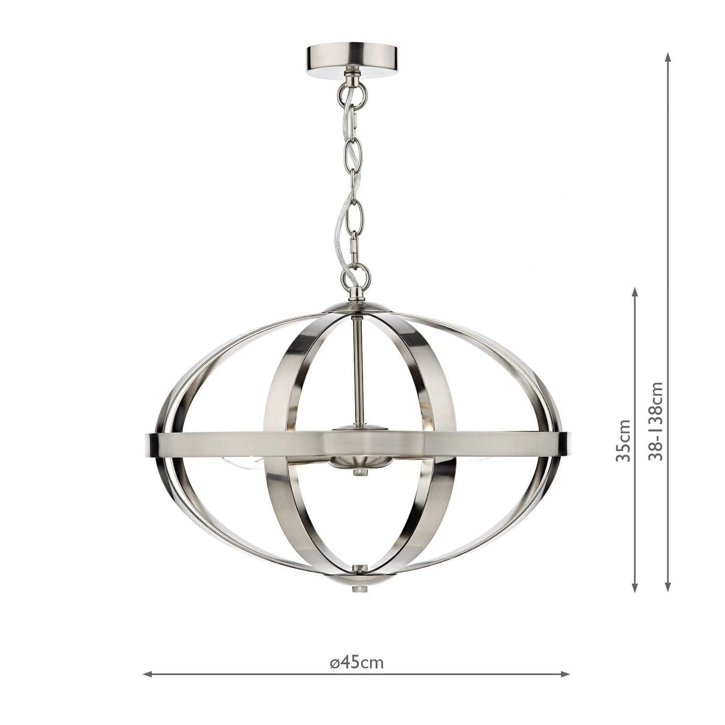 dar lighting Symbol 3 Light Pendant Satin Chrome SYM0346