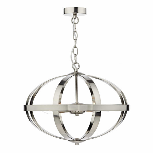 dar lighting Symbol 3 Light Pendant Satin Chrome SYM0346