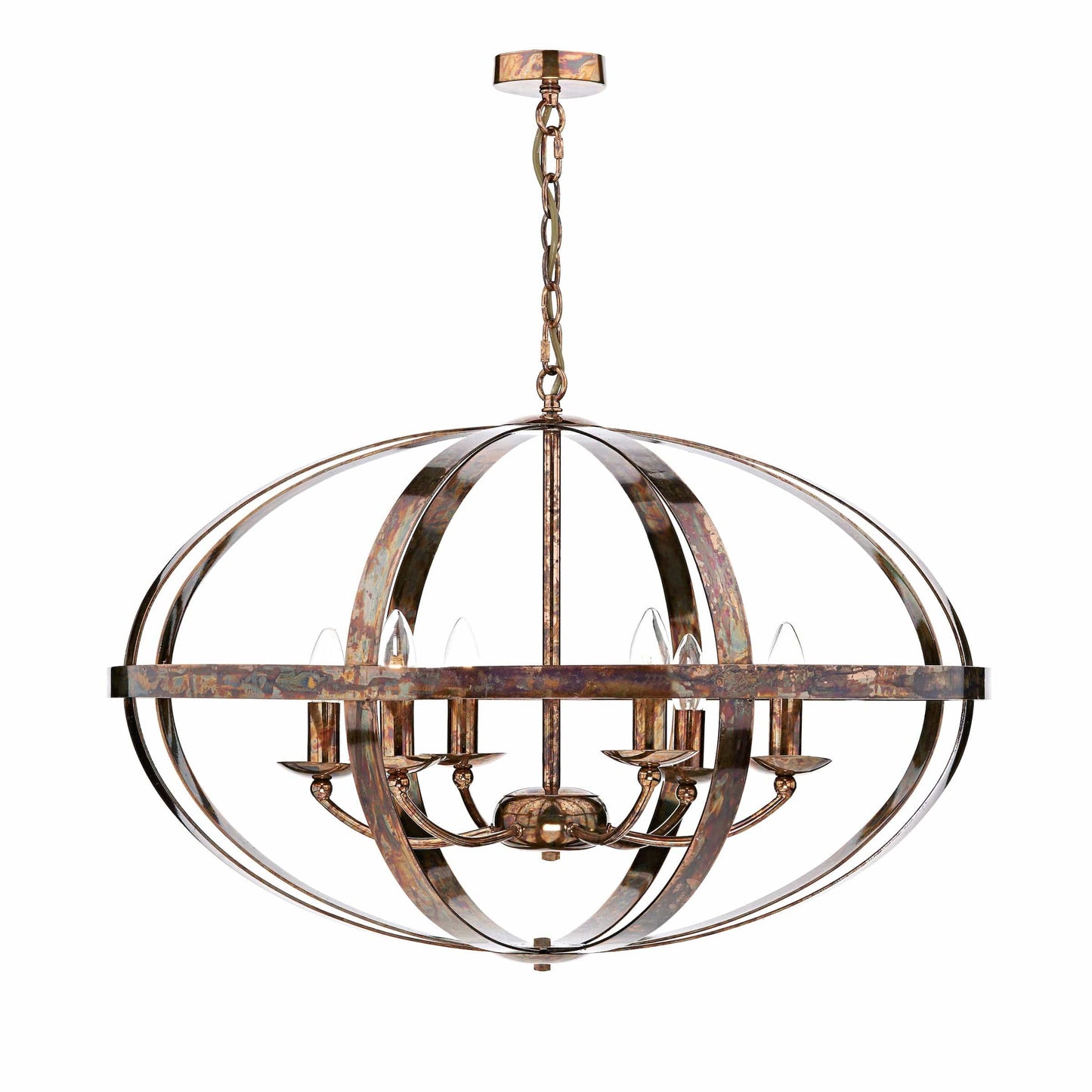 dar lighting Symbol 6 Light Pendant Petrol Copper SYM0664