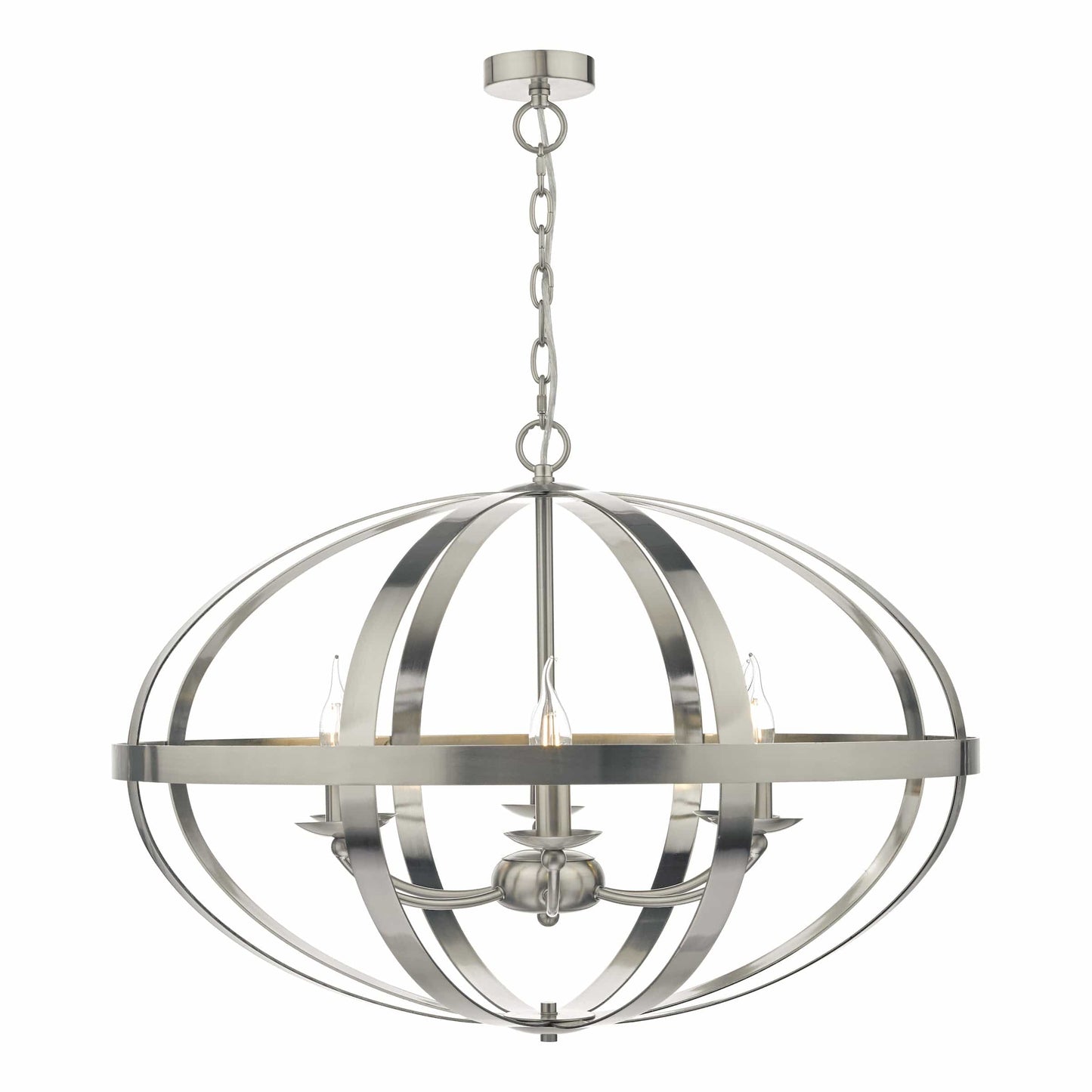 dar lighting Symbol 6lt Pendant Satin Chrome SYM0646