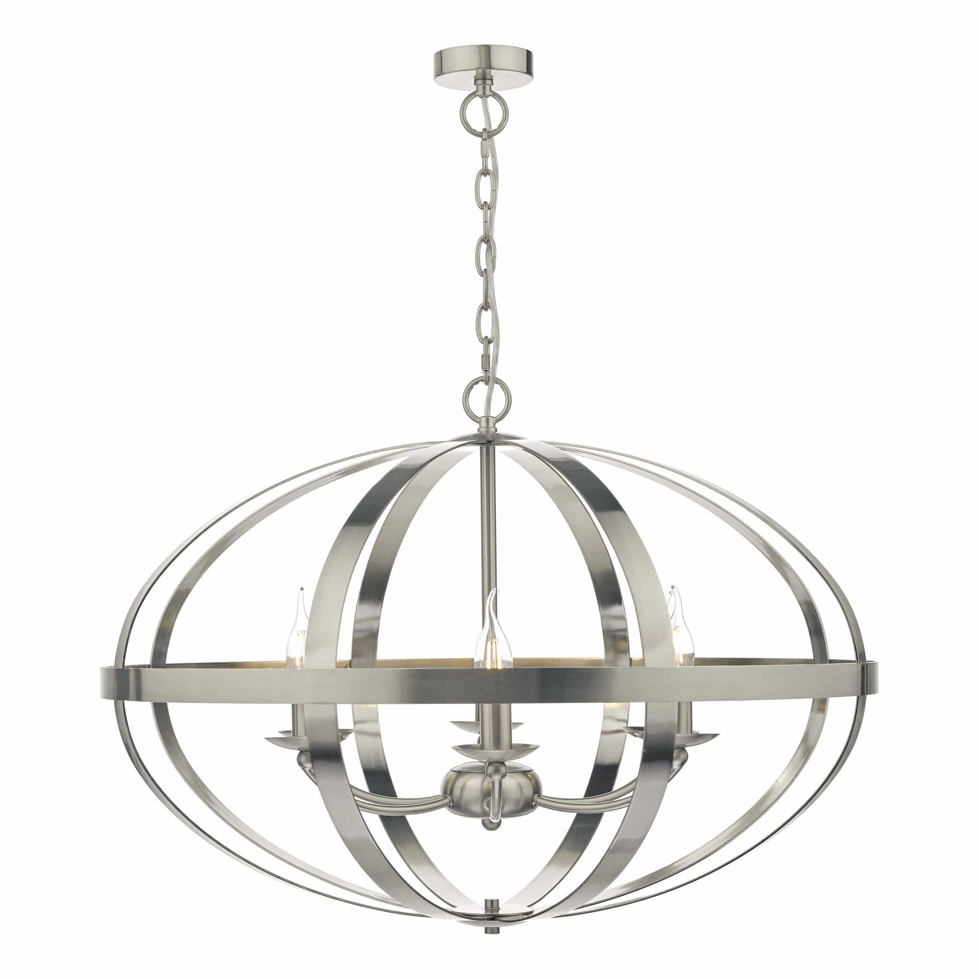 dar lighting Symbol 6lt Pendant Satin Chrome SYM0646