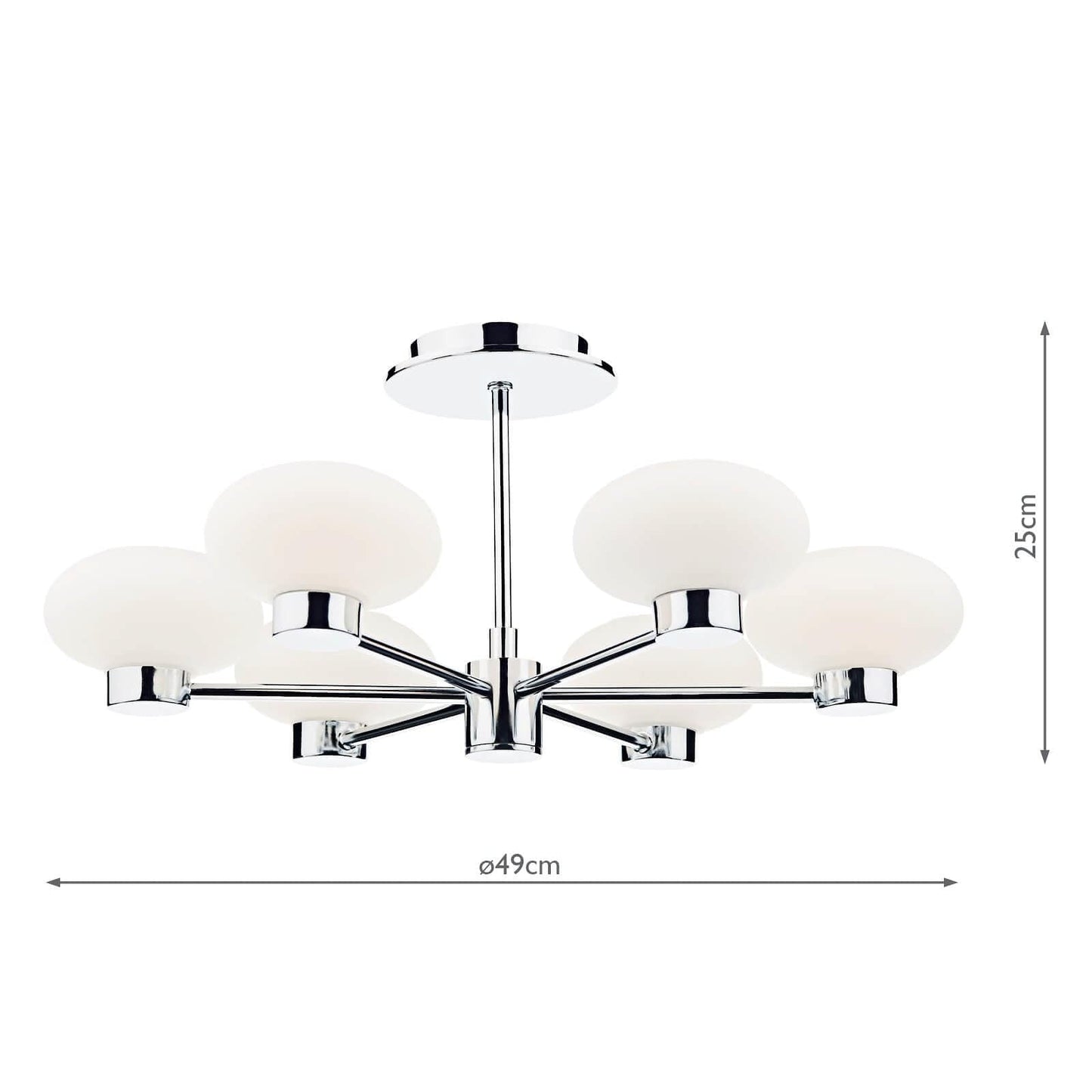 dar lighting System 6 Light Semi Flush Polished Chrome SYS0650