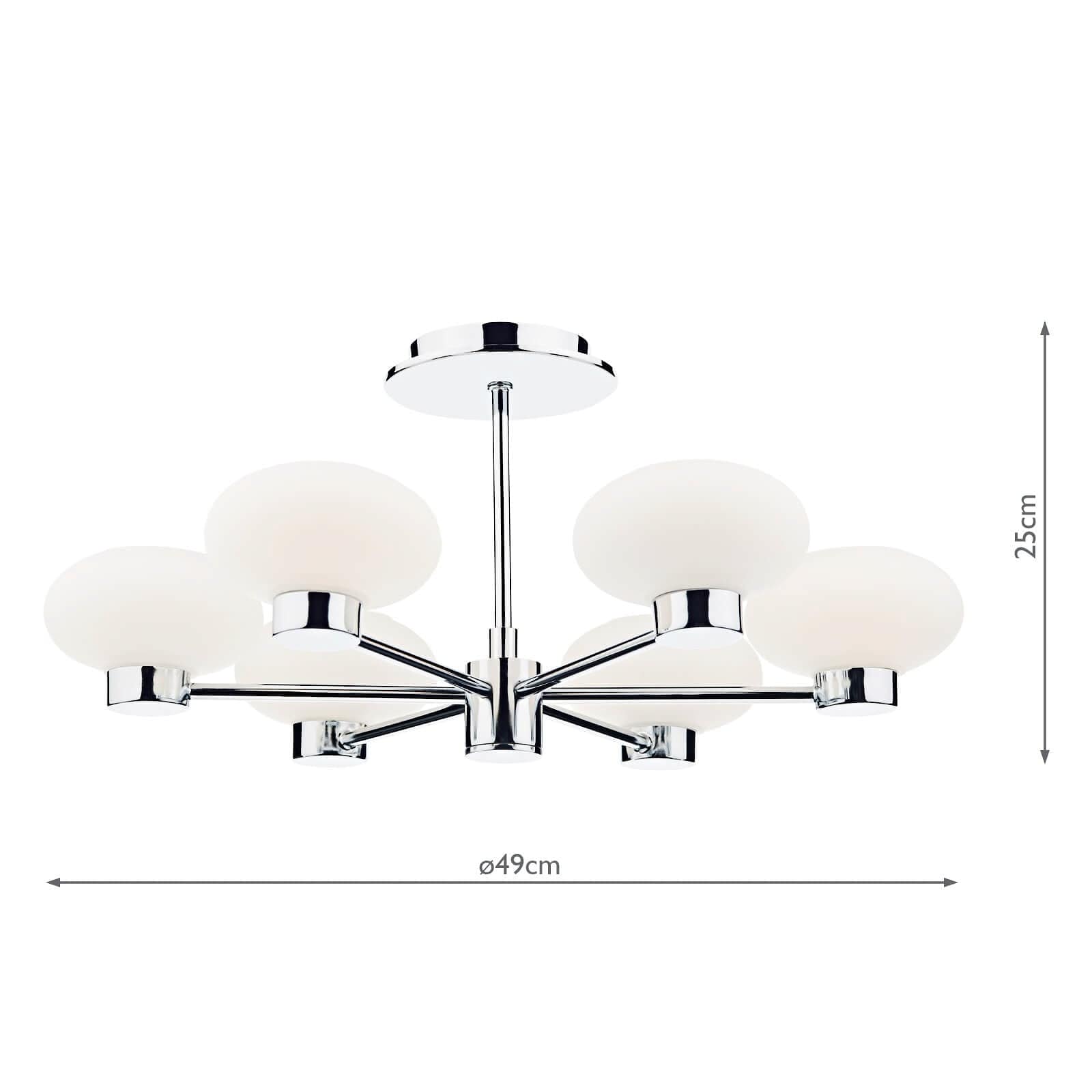 dar lighting System 6 Light Semi Flush Polished Chrome SYS0650